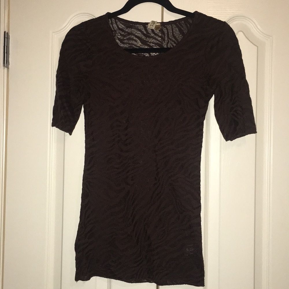 BKE Animal Print Burnout Top, Brown